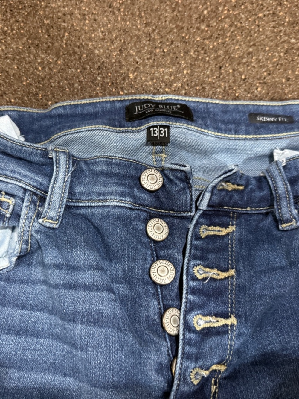 Judy Blue Dark Wash Skinny Jeans with Exposed Button-Fly